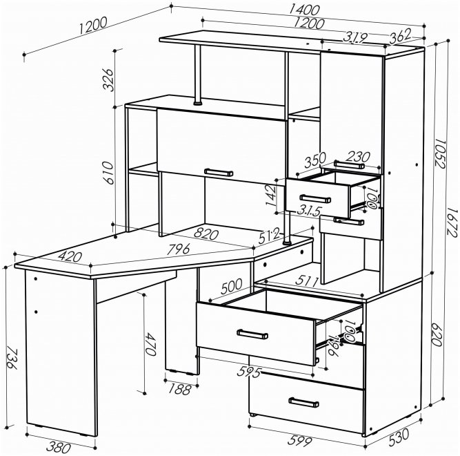 Стол компьютерный Джаз-16 белый левый