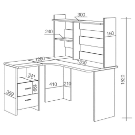 Письменный стол СКЛ-Угл130+НКЛ-130 КБЕ