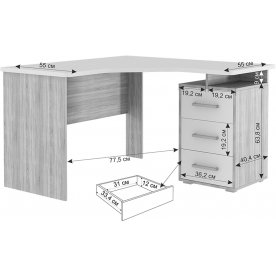 Письменный стол Лайт К4 кашемир / дуб крафт золотой