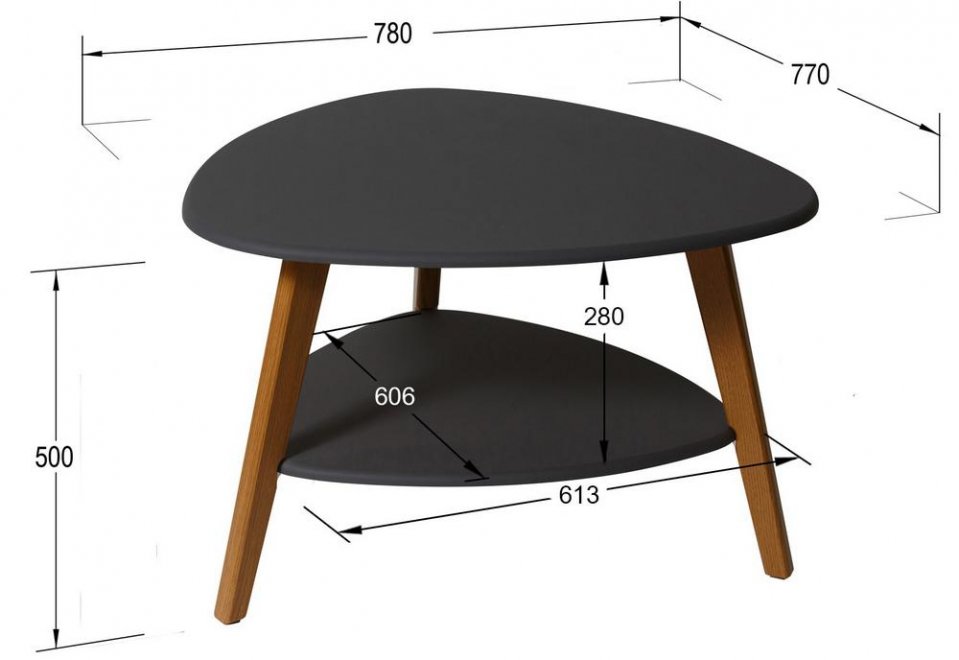 Журнальный стол Бруклин графит / дуб светлый