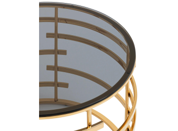 Кофейный столик Эмюд 60х60 стекло smoke / сталь золото