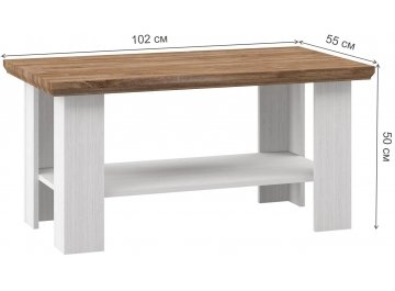 Журнальный столик Тиволи МН-035-20 белый структурный / дуб стирлинг