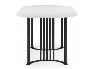 Обеденный стол Хьюго О 200 х 90 белая шагрень пленка / черные ноги