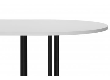 Обеденный стол Хьюго О 200 х 90 белая шагрень пленка / черные ноги