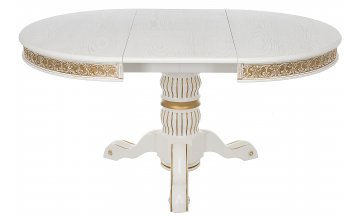 Деревянный стол Лорд молочный / золотая патина