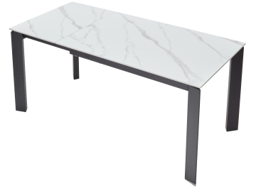 Раздвижной стол Сorner 120 sintered stone matt white marble / black
