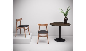 Стол деревянный обеденный RADIUS брауни/черный