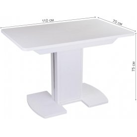 Стол Альфа ПР КМ белый / камень 04 / ножка 05 белая / камень