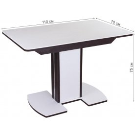 Стол Альфа ПР КМ венге / камень 04 / ножка 05 венге / белая