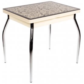 Стол Чинзано М-2 ст2 молочный дуб / кремовый с узором венге / ножка 01