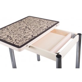 Стол Чинзано М-2 ст2, кремовый с узором венге / венге, ножка из МДФ 07