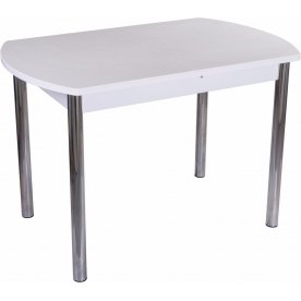 Стол кухонный Альфа ПО КМ белый / камень-04 / ножка 02 хром