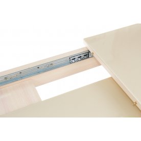 Стол Lionel-2 дуб молочный / кремовое стекло / вкладка стекло