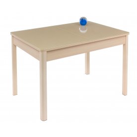 Стол Lionel-2 дуб молочный / кремовое стекло / вкладка стекло