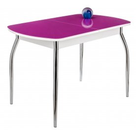 Стол Monro-1 белый / лиловое стекло / вкладка стекло