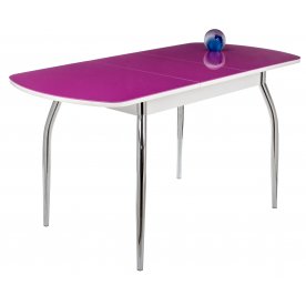 Стол Monro-1 белый / лиловое стекло / вкладка стекло