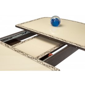 Стол Monro-2 венге / кремовое стекло узор 3 коричневый / вкладка стекло