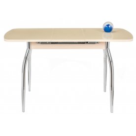 Стол Monro-3 дуб молочный / кремовое стекло / вкладка стекло