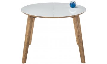 Стеклянный стол Семвэлл белый / дуб монтана