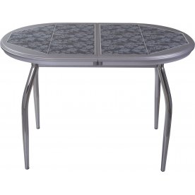 Стол Шарди О серый / плитка 09 / ножка 01 хром