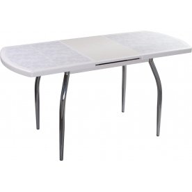 Стол Шарди ПО бело-серебристый / плитка 05 / ножка 01