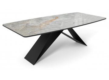 Керамический стол DikLine SKY220 titanium silver river polished / черный / черный