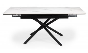 Керамический стол Мэриан 120(180)х80 snow alpin white / черный