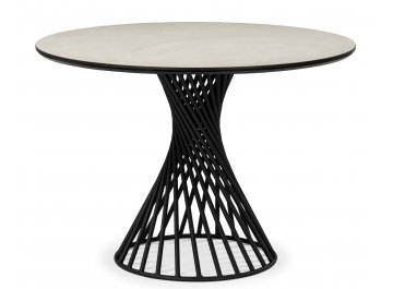 Круглый стол Вивиен 110х110х75 серый мрамор / черный krater perla repose / черный