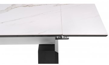 Керамический стол Давос 140(200)х80х78 белый мрамор / черный