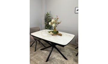 Керамический стол DF1250 черный/керамика белая глянец