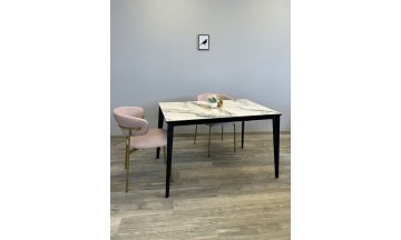 Керамический стол KENNER KR1200 черный/керамика мрамор золотой глянец