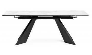 Керамический стол Ливи 140(200)х80х78 белый мрамор / черный