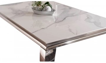 Керамический стол Ваниа 150 белый calacatta / хром