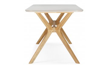 Керамический стол Unika 180x80 белый спеченный камень / светлое дерево