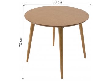 Обеденный стол Монте К 90 / Джуно натуральный / велюр коричневый