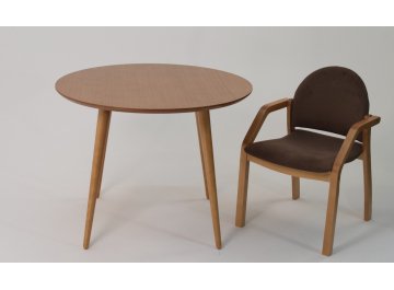 Обеденный стол Монте К 90 / Джуно натуральный / велюр коричневый