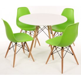Обеденная группа "Стол PT-150 и 4 стула PC-015" бело-зеленая