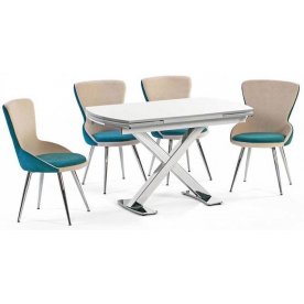 Обеденная группа стул Enzo nkl blue и Kris nkl 120 белый