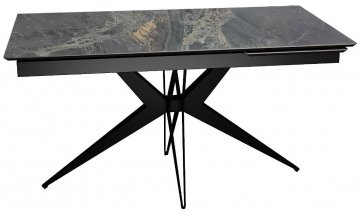 Керамический стол DikLine DKS140 nebula gold (мрамор глянец серый) / черный