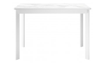 Керамический стол DikLine LK110 керамика белый мрамор / подстолье черное / опоры черные