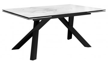 Керамический стол DikLine KX160 мрамор белый С39 глянец / черный