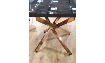 Керамический стол Форс 1100 черный глянец / золото