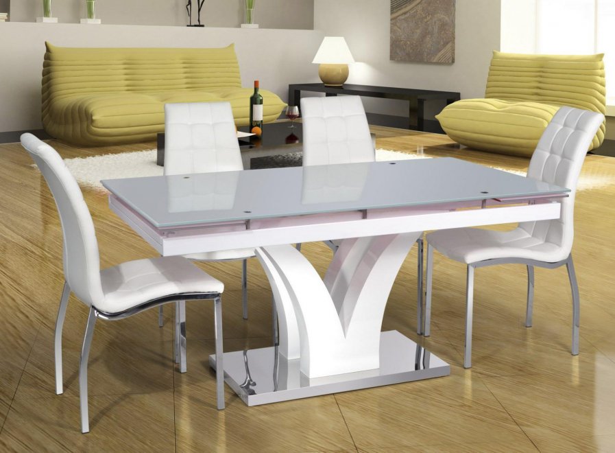 Стол на тумбе DT-43 белый / розовая пленка