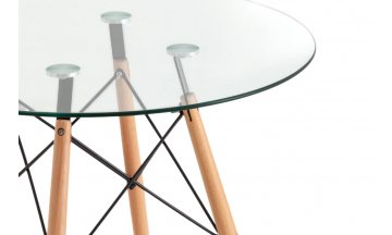 Стеклянный стол Hames DSW NEW D=80, стеклянный на дер. ножках