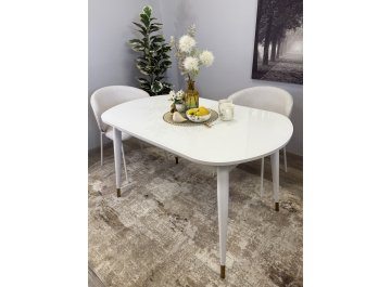 Стол раздвижной 1300K белый / стекло белое глянец