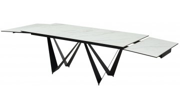 Керамический стол Rieti 200 KL-99 белый мрамор матовый / итальянская керамика / черный