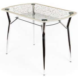 Стол стеклянный А6С-2 рисунок крем
