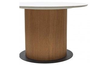 Керамический стол Mesa D120 белый мрамор M326 / oak