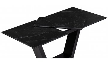 Керамический стол Иматра 140(180)х80х76 черный мрамор / черный