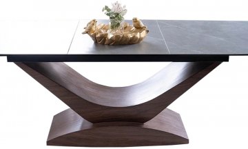 Керамический стол Иммити эффект серого мрамора / орех